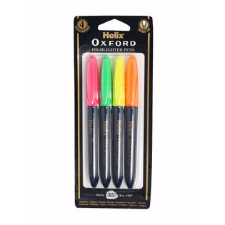 Helix Oxford 4 pack Highlighter Pens-ASS