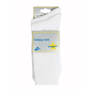 Magicfit 2 pack White Sports Socks-WH