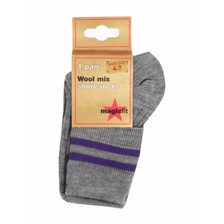 Magicfit Trimmed Grey/Purple Ankle Socks-GYPU