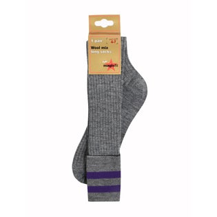 Magicfit Trimmed Grey/Purple Long Socks-GYPU