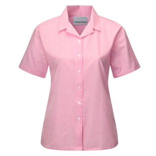 T/Pack S/S Rever Pink/White Check Blse-PIWH